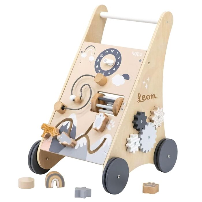 Персоналізовані дерев&39яні ходунки для малюків з іменем Безпечні ходунки для перших кроків Ходунки з гальмом та іграшкою для розвитку моторики Подарунок на перший день народження для дівчаток та хлопчиків, натуральний/білий (нейтральний).