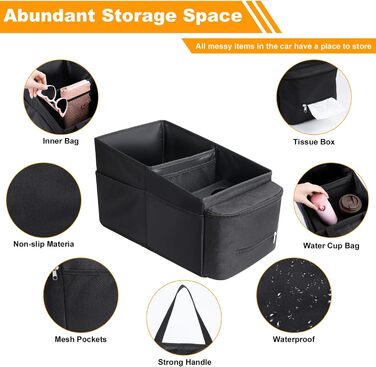 Органайзер на спинку автокрісла Cozary, органайзер для дітей з кишенями для іграшок, книжок та перекусів, з тримачами для напоїв та сітчастими кишенями, складаний чорний
