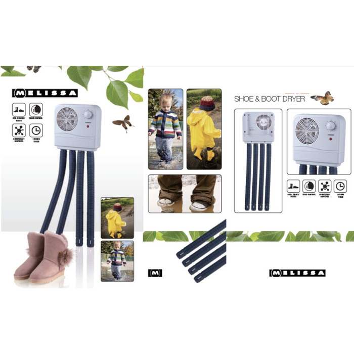 Електрична сушарка для взуття Melissa 16540010 з вентилятором і таймером для 2 пар взуття