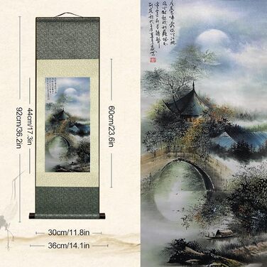 Шовковий живопис Азіатський настінний декор Водоспад Річка Пейзажний живопис - вода Сільський красивий китайський художній настінн