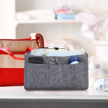 Сумка-органайзер Relaxdays bag, фетр, знімні відділення, жіноча сумка-органайзер, розмір S, темно-сірий