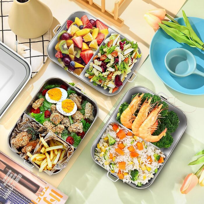 Металева ланч-бокс Gigmeta, 1200 мл, герметична знімною перегородкою, екологічна для дорослих та дітей