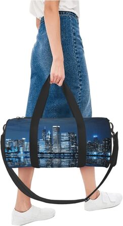 Спортивна сумка для подорожей, стильна міська сумка з нічним малюнком, сумка на нічліг, чорна, універсальний розмір