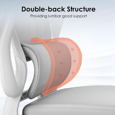 Ергономічне офісне крісло Farini, комп&39ютерне крісло з колесами, письмове крісло для комфортного домашнього офісу, крісло керівника з регульованою висотою та підголівником, сірий/білий 1680-сірий/білий з підголівником