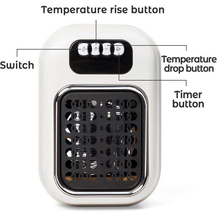 Керамічний настінний обігрівач потужністю 600 Вт з пультом дистанційного керування, керамічним нагрівальним елементом PTC, таймером 1-12 годин та світлодіодним дисплеєм, регульованим термостатом для спальні, офісу, кухні, білий