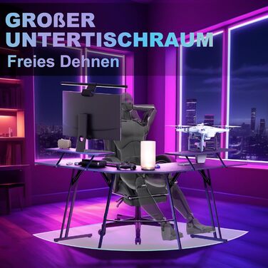 Ігровий стіл 140 см Великий ігровий стіл L-подібний комп&39ютерний стіл з підставкою для монітора, карбонове волокно Ергономічний кутовий стіл для ігор та домашнього офісу 140 см