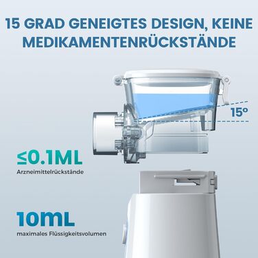 Інгалятор, Портативний інгалятор для дорослих та дітей, Безшумний регульований інгалятор з мундштуком та 2 масками, 3 швидкості, USB-C інгалятор з акумулятором - Сірий