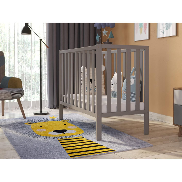 Дитяче ліжечко/спальне місце Love For Sleep 100x50 см з пінопластовим матрацом сірого кольору Paris Дитяче ліжко Baby Bed Wood - Дитяче ліжко Дитяче ліжко, Ліжечко-трансформер, дитяче ліжко сірого кольору Без шухляди