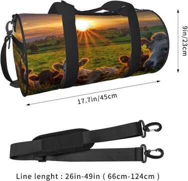 Спортивна сумка, дорожня сумка, сумка для подорожей, з принтом корівки, сумка на нічліг, чорна, універсальний розмір