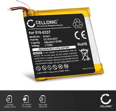 Батарейка для MP3-плеєра, сумісна з Apple iPod Nano 3-го покоління - A1236, 2 - A1199 (3.7V, 450mAh) Набір інструментів