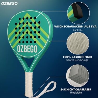 Набір для паделя 100% карбон, 2 ракетки, аксесуари, чорний/зелений