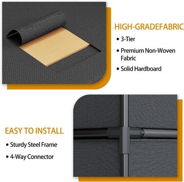 Комод, тканинний комод з 4 шухлядами, шафа для зберігання речей, комод для передпокою, спальні, вітальні та офісу - Чорний