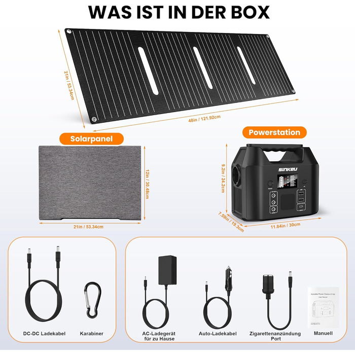Портативна електростанція SinKeu 96 Втгод із сонячною панеллю 40 Вт, сонячним генератором на LiFePO4 акумуляторі 30000 мАг з розеткою змінного струму 230 В 150 Вт/12 В постійного струму/USB, аварійним джерелом живлення для кемпінгу, пікніків, саду, надзви