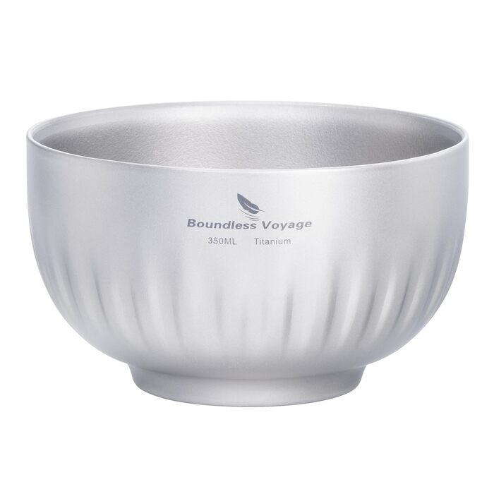 Мл титанова чаша з подвійними стінками, вівсянка, рисовий суп, надлегка портативна чаша для кемпінгу на свіжому повітрі, металева чаша Ti1164T 350 мл Ti1164t, 350