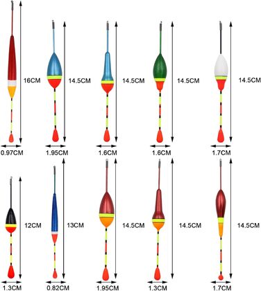 Поплавці рибальські поплавці для рибалки поплавці з рибальським повідцем поплавок для лову форелі 0,6 г-4,5 г Набір поплавців для риби грубої риби та форелі, 10 шт.