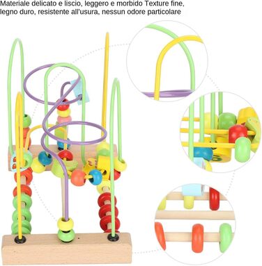 Дерев'яний стіл для занять Дерев'яна іграшка бісерний лабіринт, барвисті американські гірки бісерний лабіринт, лабіринт для навчання дітей раннього віку, 8.66x5.58.07 дюймів Іграшка для розвитку рухових навичок для освітніх