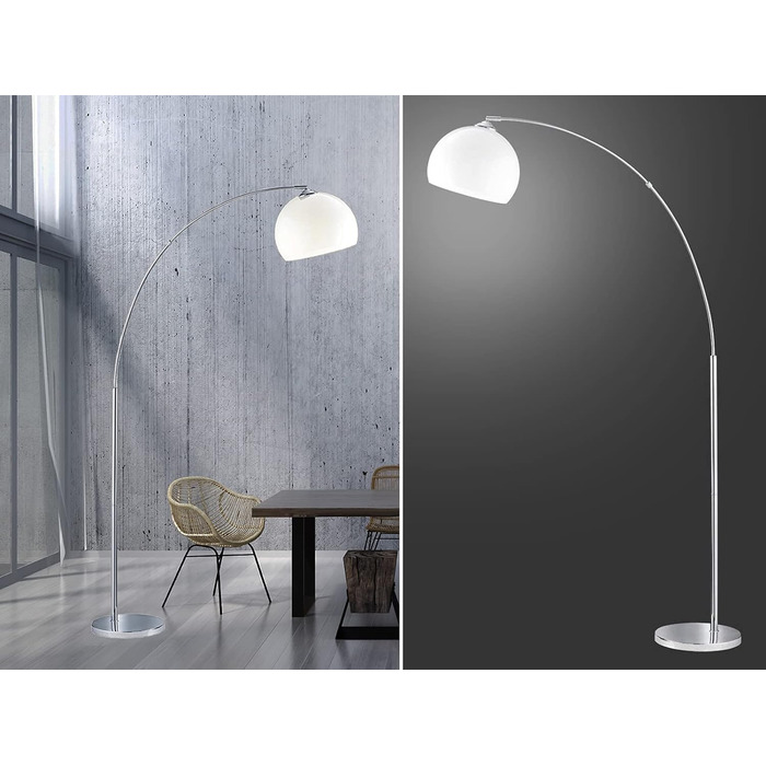 Світильник реальності RL LIVE YOUR LIGHT Arc Lamp Brasilia R46031006, Метал Хром, Відтінок Акриловий Білий, без E27