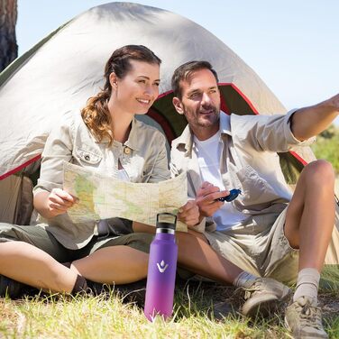 Пляшка для води з нержавіючої сталі 750 мл, термос без BPA, герметична двостінна ізольована пляшка, підходить для газованих напоїв, ізольована пляшка для фітнесу, школи, активного відпочинку, доросла 750 мл V-фіолетовий Fonc Rose Barbie