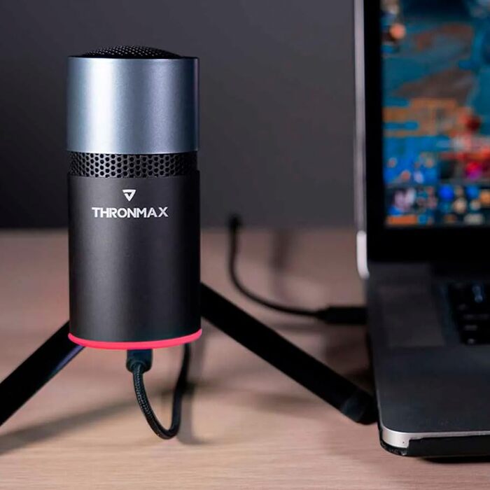 Компактний складаний USB-конденсаторний мікрофон THRONMAX M8 Pulse для стрімів та прямих ефірів, чорно-сірий