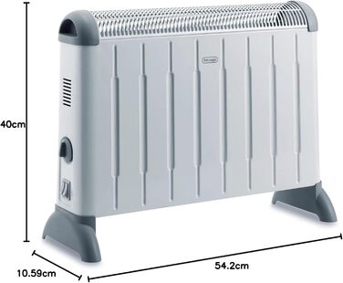 Конвекторний обігрівач De&39Longhi HCM2030 - 3 рівні нагріву для приміщень об&39ємом до 60 м, запобіжний термостат, функція захисту від замерзання, кімнатний термостат, сірий