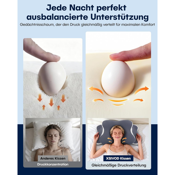 Ортопедична подушка для шиї - ергономічна подушка з піни з ефектом пам&39яті з охолоджувальним ефектом, подушка для підтримки шиї для знеболення, подушка проти хропіння для сну на боці, спині та животі, сіра