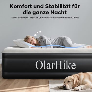 Самонадувальний надувний матрац OlarHike, гостьове ліжко, надувний матрац, намет-диван, двомісний надувний матрац, самонадувальний надувний матрац для кемпінгу або домашнього використання - 200 x 140 x 50 см комфортна висота 50 см чорний, компактний, 2 ос