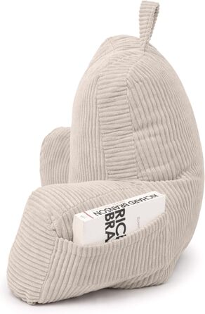 Подушка для спинки Flumi з підлокітниками для читання, перегляду телевізора або відпочинку, подушка для читання для ліжка та дивана з чохлом, який можна прати, наповнювач з пінопласту, опора для спини з ручкою для перенесення (бежевий вельвет)