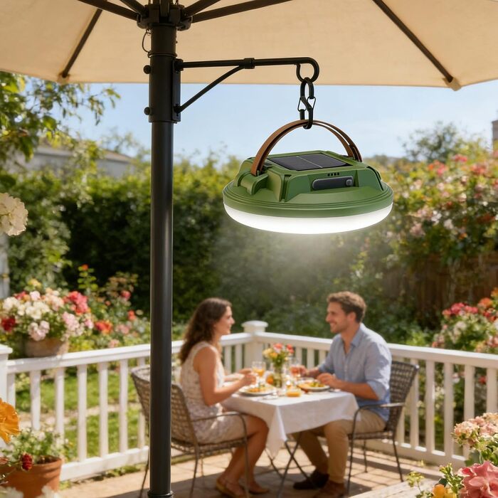 Сонячні кемпінгові ліхтарі, світлодіодний дисплей, водонепроникні, акумуляторні Вуличний кемпінговий ліхтар з підвісним гачком Для піших прогулянок, походів, нічної риболовлі, виживання та відключення електроенергії вдома, зелений