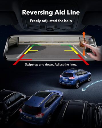 Камера заднього огляду WOLFBOX G930 4K, передня та задня камера реєстратора для автомобіля з 64 ГБ, сенсорна камера заднього виду дзеркала заднього виду, монітор паркування