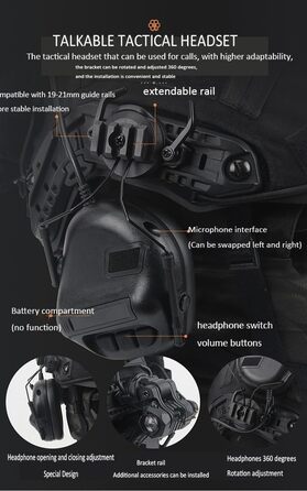 Комплект шолома для страйкболу Fast з гарнітурою, тактичним шоломом Fast з лінзами, кріпленням для ПНВ та моделлю бінокля для ігор на відкритому повітрі, страйкбол, пейнтбол та CS