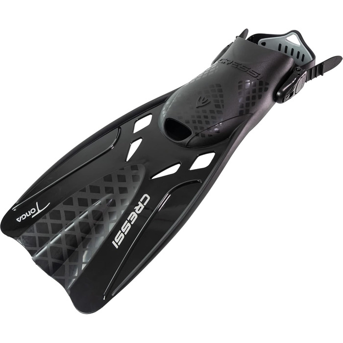 Ласти CRESSI Tonga/Комплект - Легкі регульовані короткі ласти або комплект коротких ласт повнолицьова маска Baron із широким полем зору, ідеально підходять для підводного плавання, плавання, короткі ласти для дорослих, чорний/чорний, L/XL (42/47)