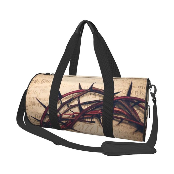 Дорожня сумка зі зміїної шкіри, кругла, великої місткості, легка та міцна, ідеальний подарунок для походів, відпустки, ділових поїздок та іншого, з орнаментом Корона терня, універсальний розмір