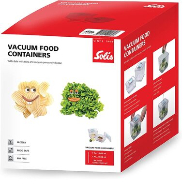 Набір контейнерів для вакуумного пакувальника Solis, 2 шт. вакуумна банка 1000 2800 мл, квадратний вакуумний контейнер для вакуумного пакувальника з індикатором дати та вакууму