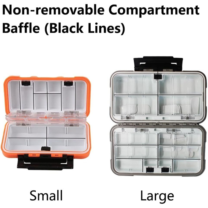 Коробка для рибальських снастей, водонепроникний органайзер для рибальських аксесуарів з подвійною застібкою для рибальських гачків, ювелірних намистин, сережок, ключів, 2 шт. и (великий помаранчевий великий сірий)