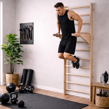 Настінні гімнастичні сходи MAMOI для дорослих з турніком та перекладиною, розширена тренувальна станція для домашніх тренувань, можливість налаштування