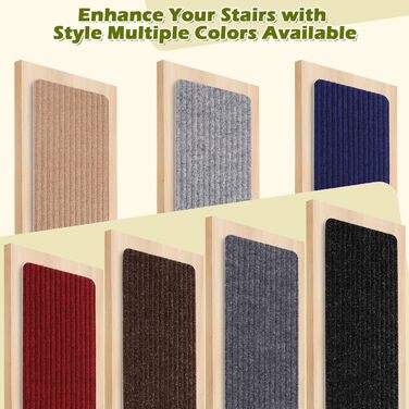 Сходинки для сходів, нековзні, для використання всередині приміщень, 14 шт. , коричневі, з гумовою основою (76,2 x 20,3 см), Коричневі, 14 шт.