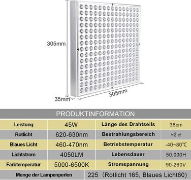 Світлодіодна лампа для рослин Lospitch 45 Вт, 225 червоних і синіх світлодіодів для вирощування рослин, освітлення рослин повного спектру для гідропоніки, кімнатного посіву овочів, наметів для вирощування та теплиць