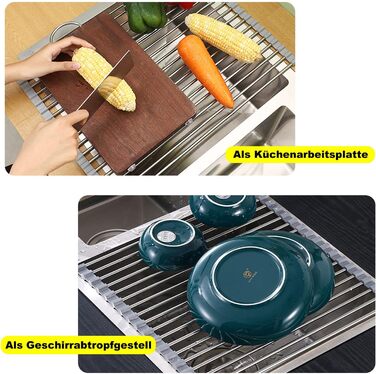 Сушарка для посуду ViWaVee, Складана та знімна сушарка для посуду над мийкою, килимок для зливу, сушарка-стійка для чашок, фруктів