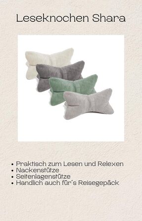 Подушка для читання MAGMA у формі кістки Shara ергономічної форми вельветова смугаста (шавлія)