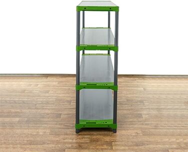 Пластиковий стелаж PROREGAL &quotСірий ведмідь&quot Низький ВxШxГ 138x140x46 см Вантажопідйомність полиці 70 кг Сіро-зелений Пластиковий стелаж для підвалу, стелаж для зберігання, безригельний стелаж ВxШxГ 138x140x46 см сіро-зелений