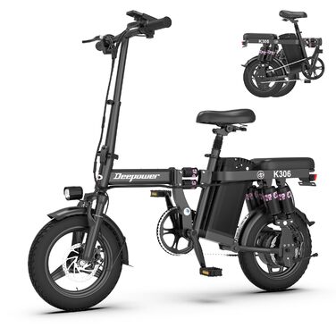 Складаний електровелосипед DEEPOWER, Електричні велосипеди, знімний акумулятор 48 В 10/13/17,5/30 Аг, двигун 250 Вт, подвійні дискові гальма, електровелосипед для дорослих K06-17,5 Аг