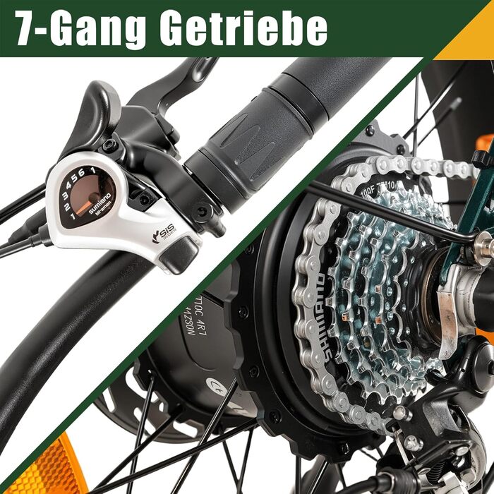 Дюймовий складаний електровелосипед, підходить для чоловіків та жінок, подвійні акумулятори 48 В 18 А*2 задній двигун 250 Вт, 80 Нм та 25 км/год, гідравлічні гальма, рама step-through, зелений електровелосипед/педелек для дорослих, 20-