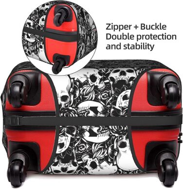 Чохол для валізи BREAUX з квітковим та дизайном черепа, унікальний двосторонній принт, білий, малий розмір