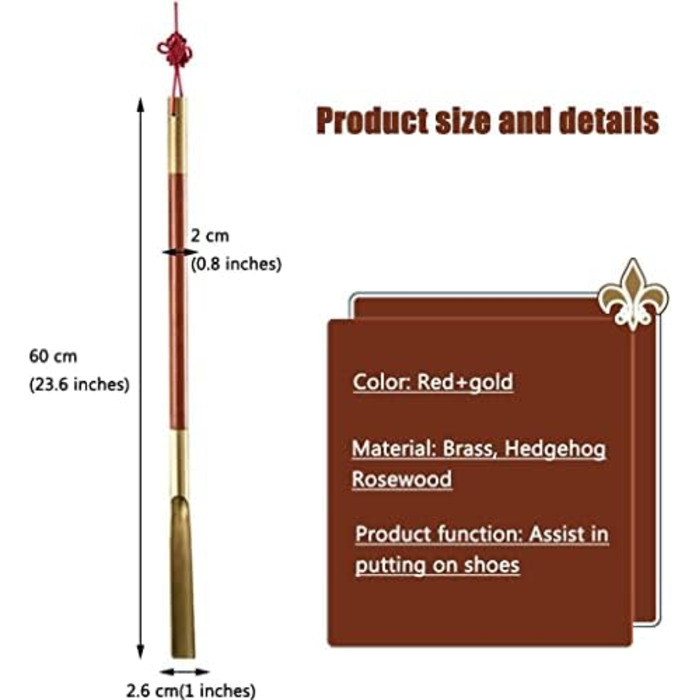 Тягування взуття, тягове взуття, китайський класичний золотий тон у формі обруча, латунний вузоловий ремінець з довгою ручкою, домашній підйом взуття, високоякісні подарунки