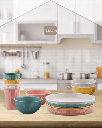 Набір посуду для кемпінгу HOMGEN на 12 осіб пластикові тарілки, миски, чашки та столові прибори для пікніків, відпочинку на природі та грилю (стиль A)