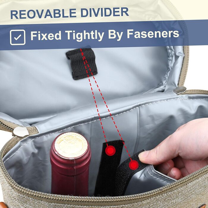 Сумка для пляшок Kato на 1 пляшку, сумка-холодильник для вина, пива та напоїв, сумка для перенесення на вулиці з роздільником, ручкою, плечовим ременем, штопором безкоштовно, сумка-холодильник для 2 пляшок - сіра