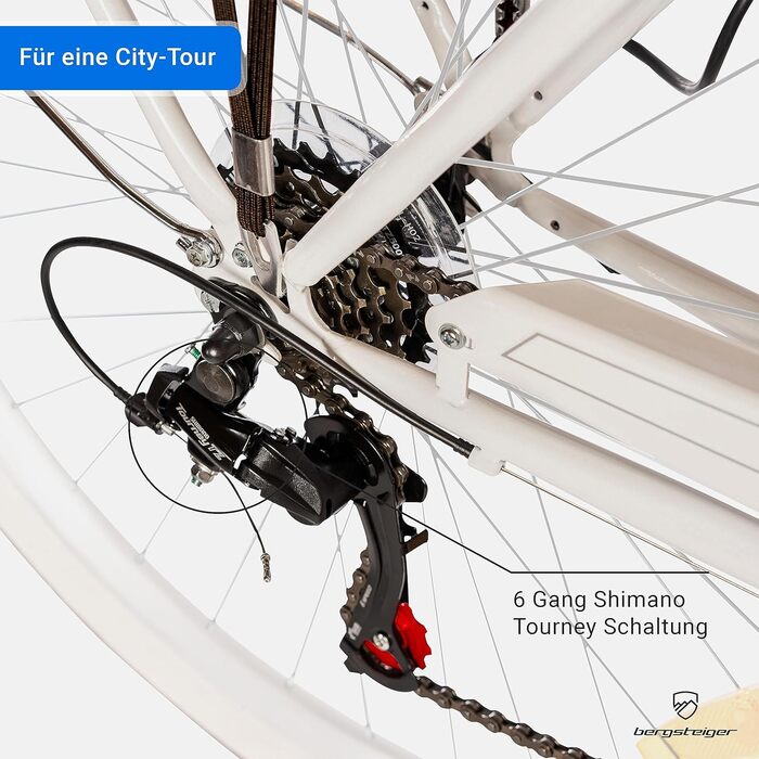 Жіночий міський велосипед 28 дюймів, підходить для зросту від 150 см, кошик з ротанга, ліхтарик для велосипеда