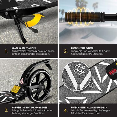 Самокат 205 мм колеса PU Big Wheel - педальний самокат Pro-S з подвійною підвіскою, міський самокат самокат складний і регульовани