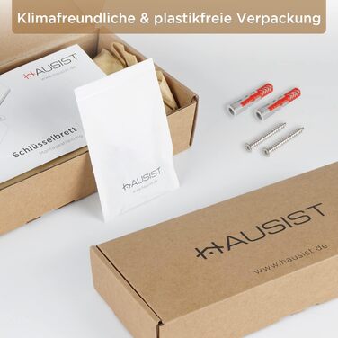 Дошка для ключів HAUSIST дерев'яна з полицею, скринька для ключів дерев'яна, ключниця з гачком з нержавіючої сталі, настінна полиц