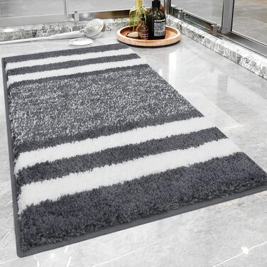 Килимок для ванної кімнати Pauwer 50 x 80 см, килимок для ванної, що миється, нековзний, м&39який абсорбуючий килимок для ванної з мікрофібри, килимок для душу для вітальні, спальні, ванної кімнати, темно-сірий 50 x 80 см